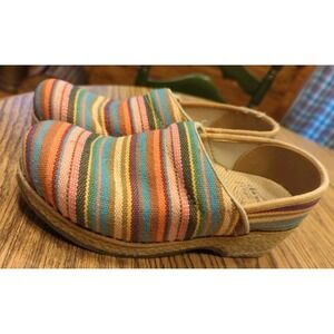Dansko Vegan Woven Clogs Multicolored Stripe Espadrille Size 5.5-6 36‎ Bohemian